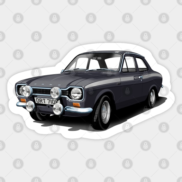 Mk 1 Ford Escort Mexico in black Sticker by candcretro